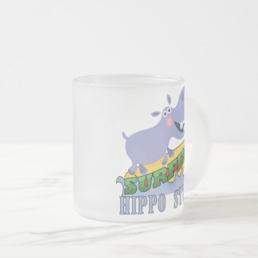 Het Nijlpaard van Surfer Matglas Koffiemok (Voorkant rechts)