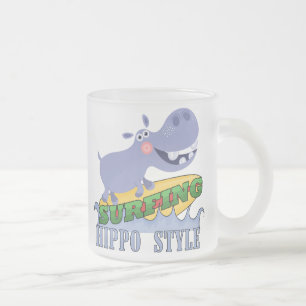 Het Nijlpaard van Surfer Matglas Koffiemok