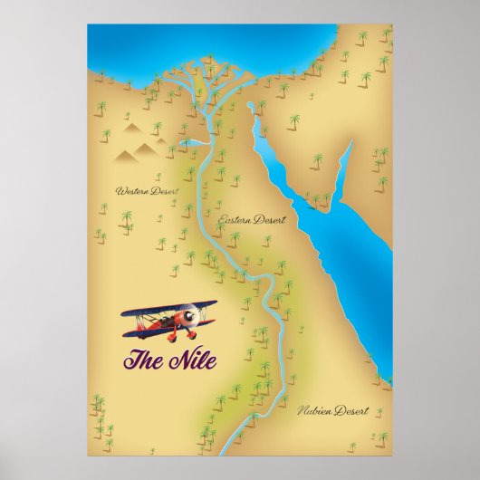 Het Nile poster van de stijloude kaart (Voorkant)