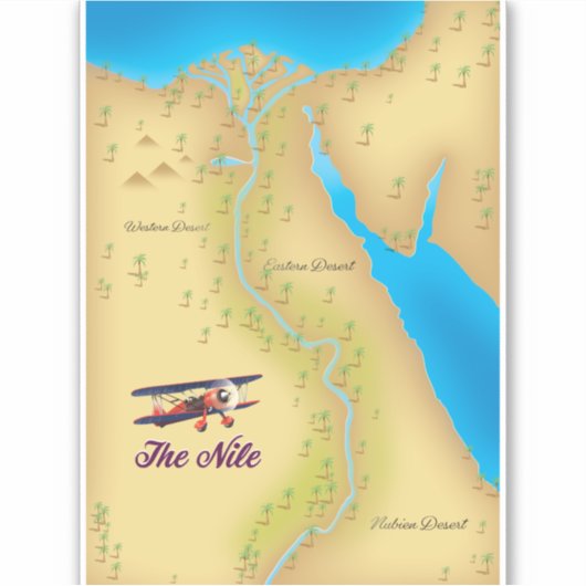 Het Nile poster van de stijloude kaart Sticker (Voorkant)