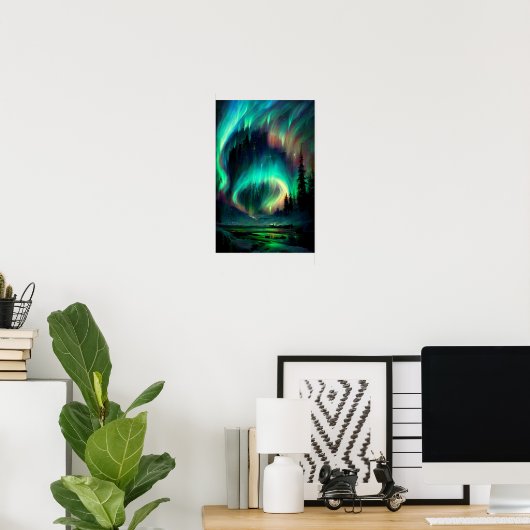 Het noorderlicht, Aurora Borealis, Alaska Poster (Thuiskantoor)