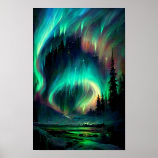 Het noorderlicht, Aurora Borealis, Alaska Poster (Voorkant)