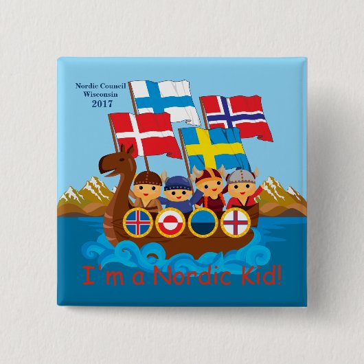Het noordse Kind knoopt 2017 dicht Vierkante Button 5,1 Cm (Voorkant)