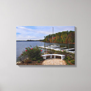 Het Normandische meer in de herfst Canvas Afdruk