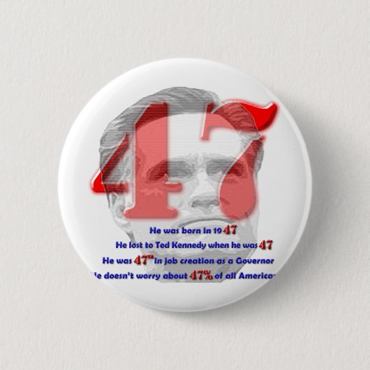 Het nummer 47 ronde button 5,7 cm (Voorkant)
