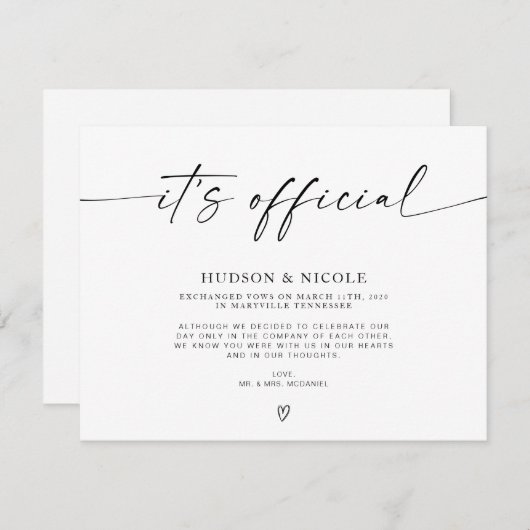 Het Officiële Wegloop Huwelijksaankondiging Aankondiging (Voorkant / Achterkant)