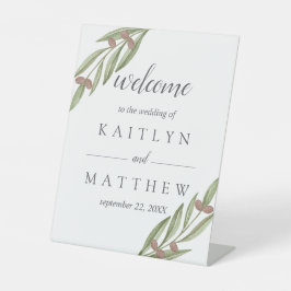Het Olive Branch Wedding Collectie Welkom Reclamebord Met Voetstuk