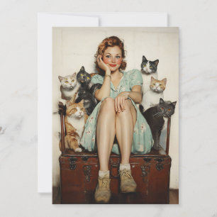 Het omarmen van de Retro Crazy Cat Lady Vibes Kaart