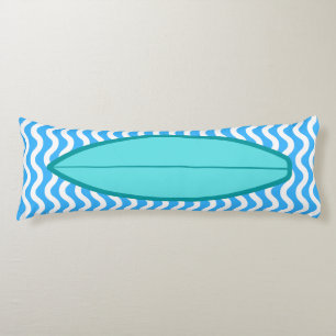 Het ombuigen van turquoise Blue Waves Surfing Body Lichaamskussen