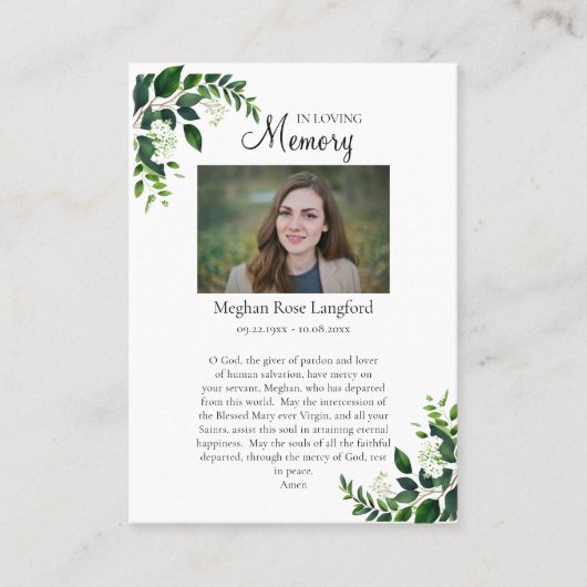 Het Onbevlekt Hart van Maria Begrafenis Kaart Plaatskaartje (Voorkant)