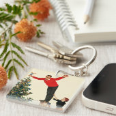 Het onderpingelen van de Boom Sleutelhanger (Voorkant Rechts)