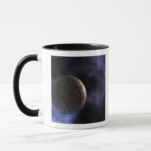 Het onlangs ontdekte planeet-achtige object mok (Links)