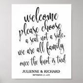 Het Onthaal van de bruiloft Kies een Zwarte en Wit Poster (Voorkant)