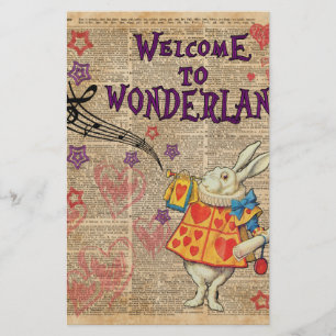 Het Onthaal van het konijn aan. Alice in Briefpapier