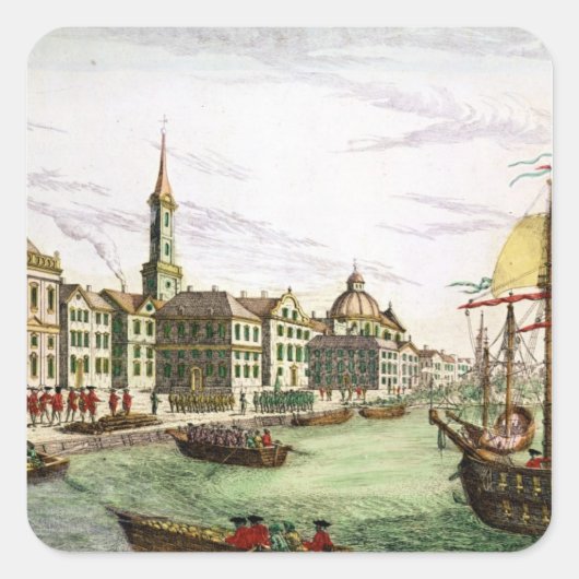 Het ontschepen van de Engelse troepen Vierkante Sticker (Voorkant)