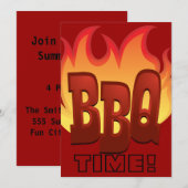 het ontwerp van de bbq - vlamtekst nodigt uit kaart (Voorkant / Achterkant)