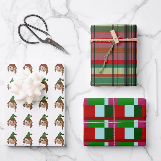 Het ontwerp van de Elf Hellper van MVB Santa's Inpakpapier Vel (Voorkant)