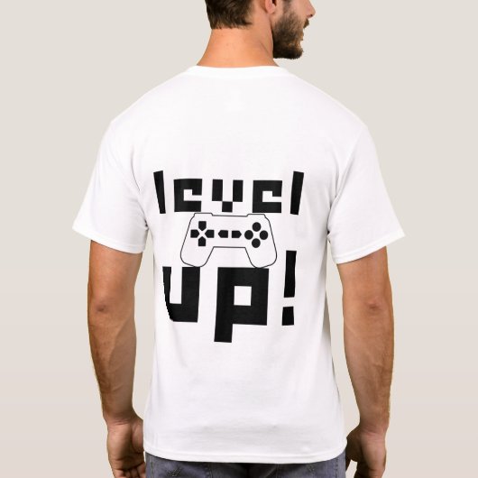 Het ontwerp van de gamecontroller level omhoog t-shirt (Achterkant)