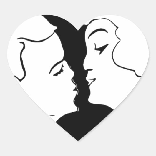 Het ontwerp van de Kiss-Valentijn zwart-wit-deco Hart Sticker (Voorkant)