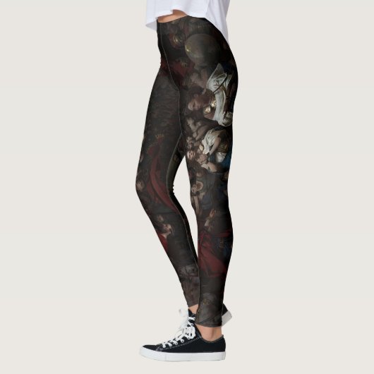 Het ontwerp van de panty's met een schilderij dat  leggings (Links)