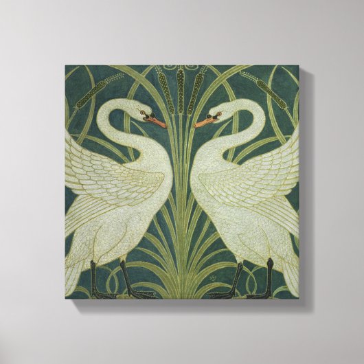 Het ontwerp van het behang 'Swan, Rush and Iris' Canvas Afdruk (Voorkant)