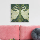 Het ontwerp van het behang 'Swan, Rush and Iris' Canvas Afdruk (Insitu (Woonkamer))
