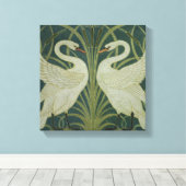 Het ontwerp van het behang 'Swan, Rush and Iris' Canvas Afdruk (Insitu (Houten vloer))