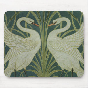 Het ontwerp van het behang 'Swan, Rush and Iris' Muismat