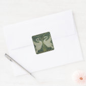 Het ontwerp van het behang 'Swan, Rush and Iris' Vierkante Sticker (Envelop)