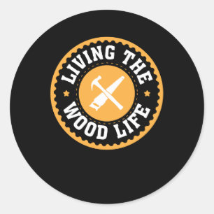 Het ontwerp van het houtbewerkingsontwerp van het  ronde sticker