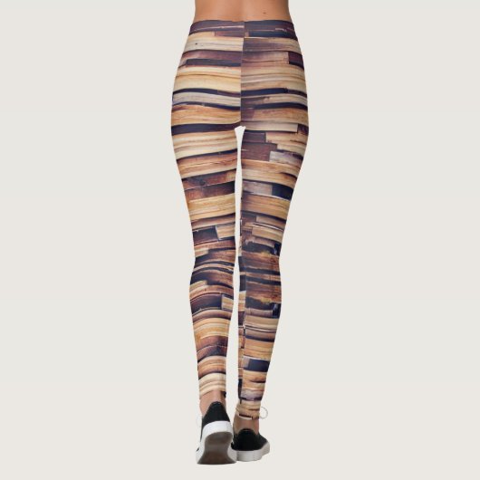 Het ontwerp van houten planken bruin geometrisch leggings (Achterkant)