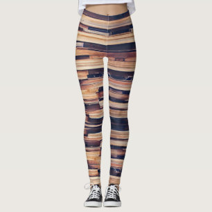 Het ontwerp van houten planken bruin geometrisch leggings