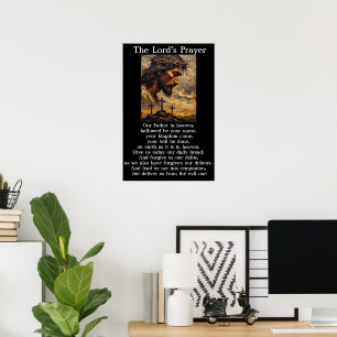 Het Onze Vader Calvarie Zonsondergang Genade Kunst Poster
