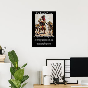 Het Onze Vader Goede Herder levert lam aan wolven Poster