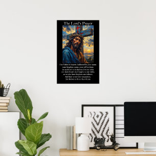Het Onze Vader Kruisiging Zonsopgang Doornenkroon Poster