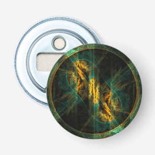 Het oog van de Oerwoud Abstracte Art Button Flesopener