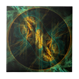 Het oog van het Oerwoud Abstracte Kunststapel Tegeltje