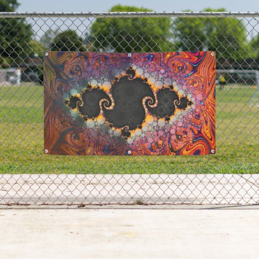 Het oog van Julia, een Rainbow Fractal Paint Swirl Spandoek (Insitu)