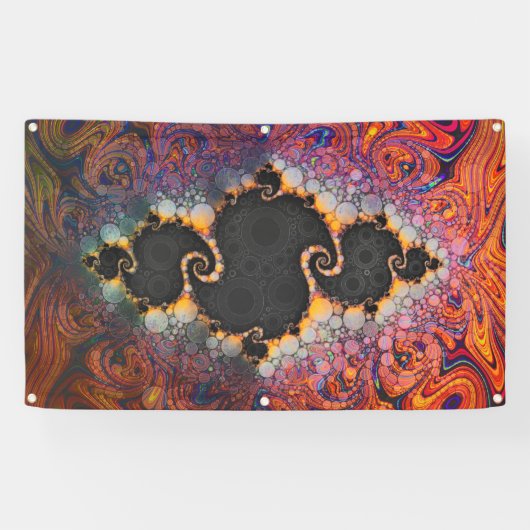 Het oog van Julia, een Rainbow Fractal Paint Swirl Spandoek (Horizontaal)
