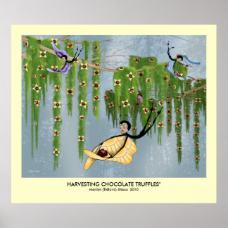 "Het oogsten van chocolade truffels" Poster