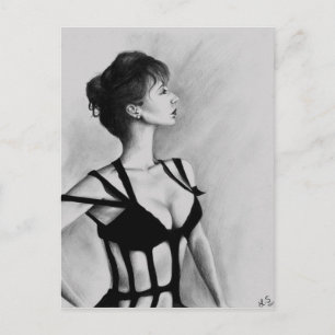 Het oorspronkelijke kunstportret van de Dame Brief Briefkaart