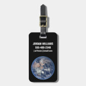 Het oostelijk halfrond op planeet Aarde. Bagagelabel (Voorkant verticaal)