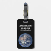 Het oostelijk halfrond op planeet Aarde. Bagagelabel (Achterkant verticaal)