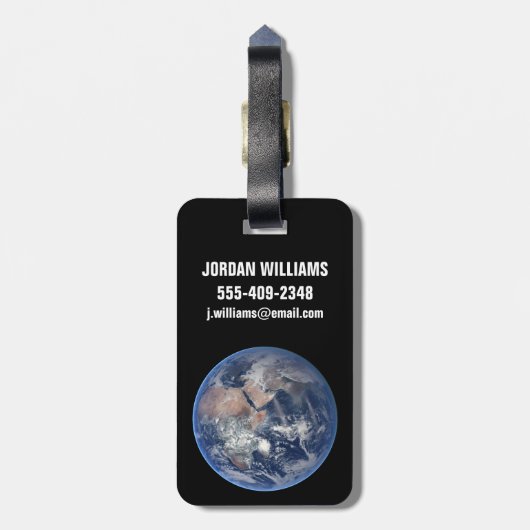 Het oostelijk halfrond op planeet Aarde. Bagagelabel (Achterkant verticaal)