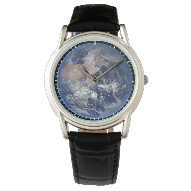 Het oostelijk halfrond op planeet Aarde. Horloge (Voorkant)