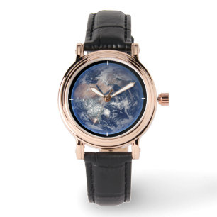 Het oostelijk halfrond op planeet Aarde. Horloge