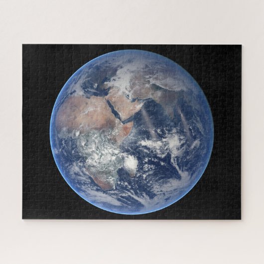 Het oostelijk halfrond op planeet Aarde. Legpuzzel (Horizontaal)
