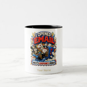 Het Opende E-mail Gepersonaliseerde Grappige Kanto Tweekleurige Koffiemok