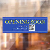 HET OPENEN SOON Teken, QR Code, Bericht Blauw/Wit/ Raamsticker (Vel 2)
