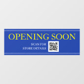 HET OPENEN SOON Teken, QR Code, Bericht Blauw/Wit/ Raamsticker (Vel)